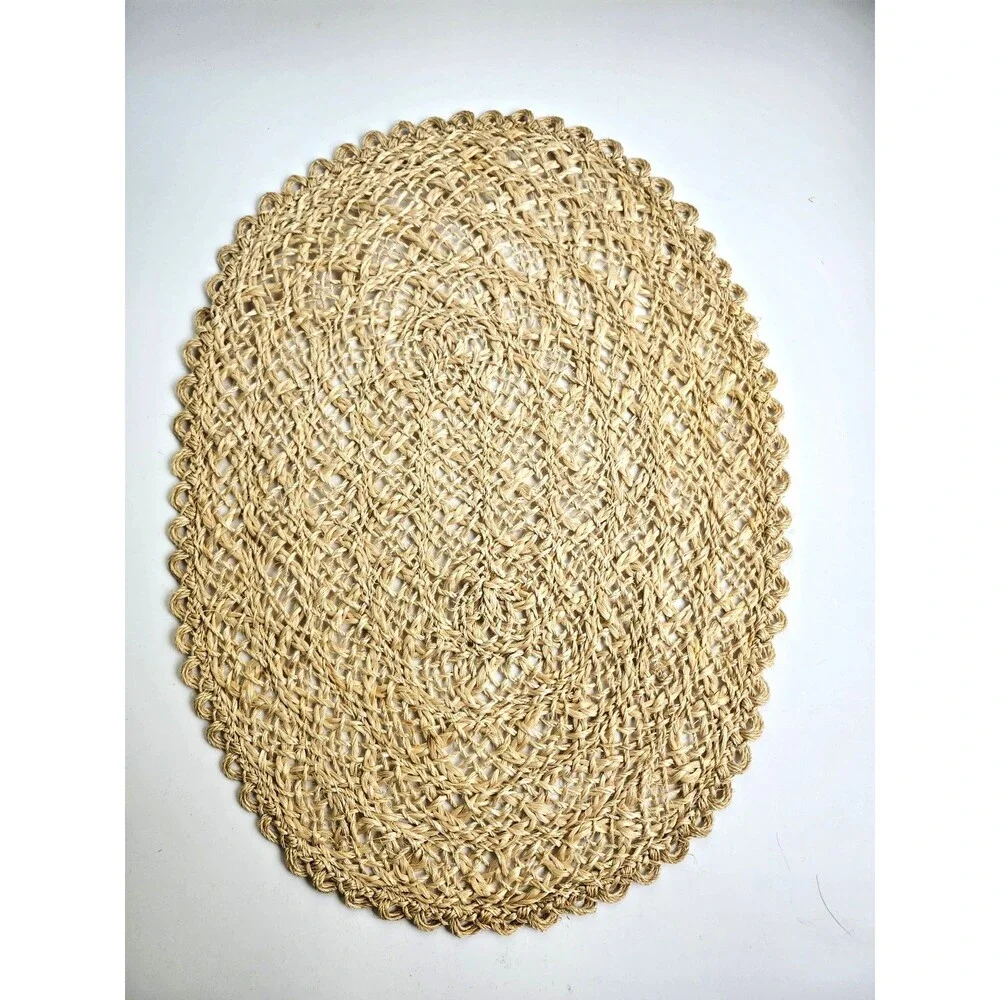 BOHO Placemats MCM DECOR TABLE MAT Wicker Natural Straw Rattan Vintage Set of 5